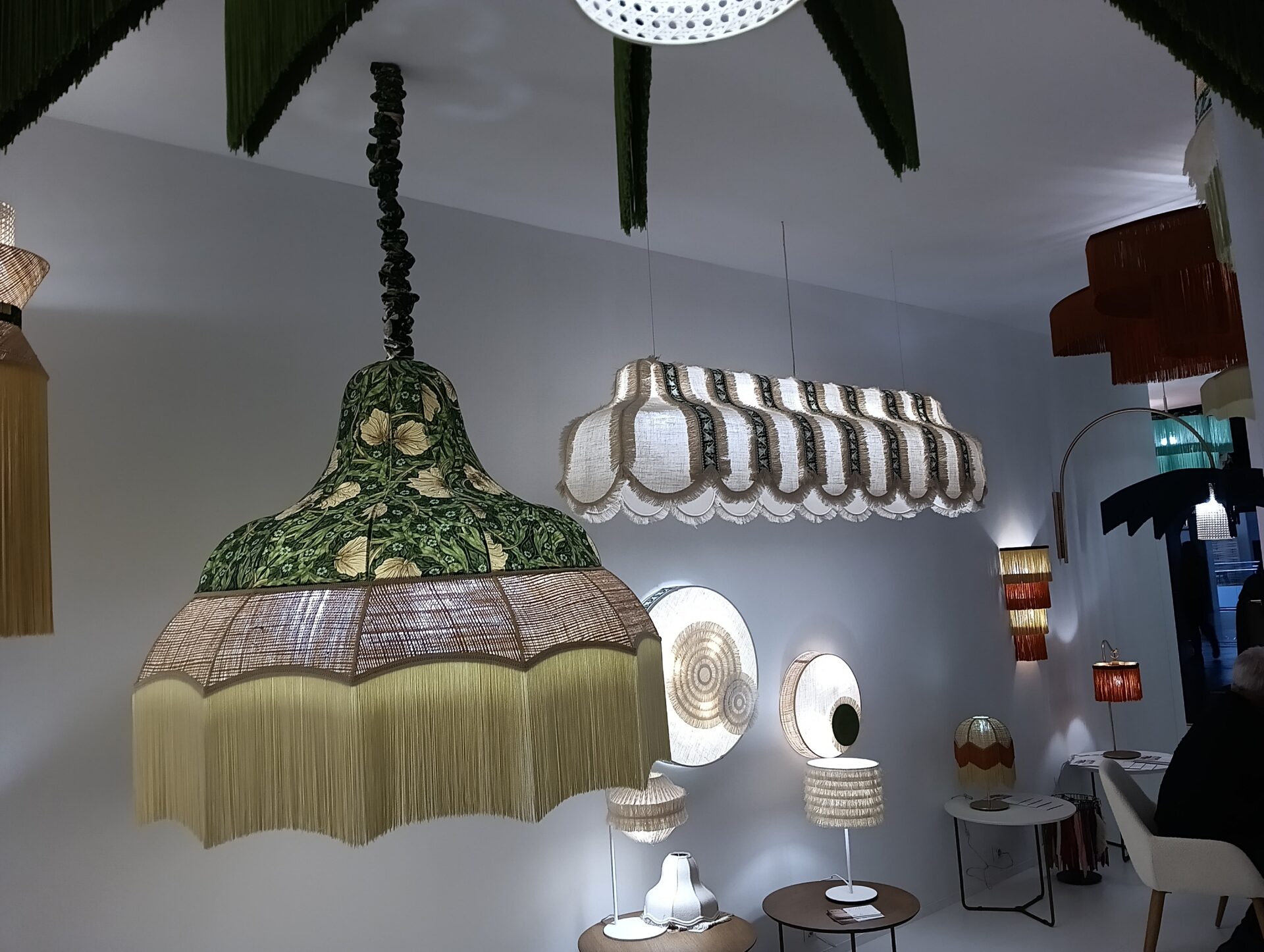 a group of lamps from the ceiling